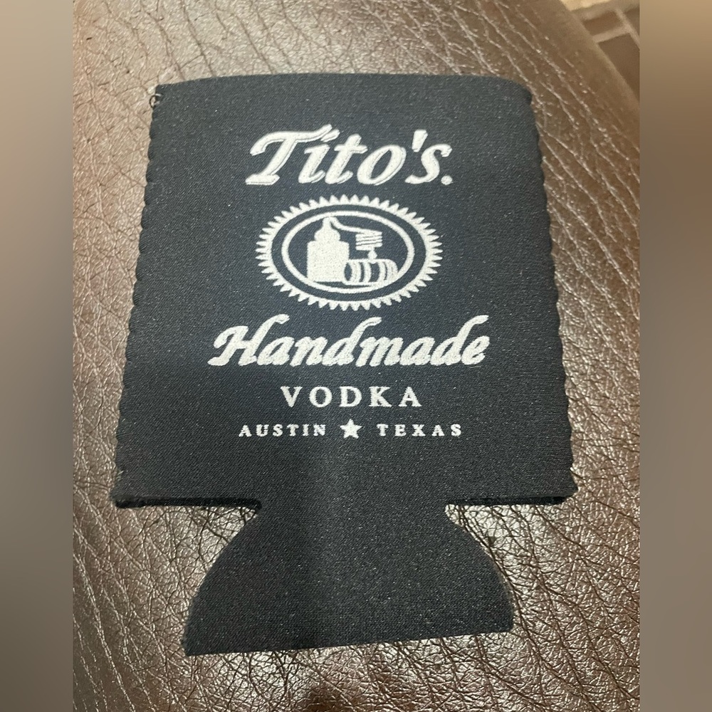 Tito’s Vodka, Beer Can Koozie, 25 Years, Black and White, Set of 4, NWOT
